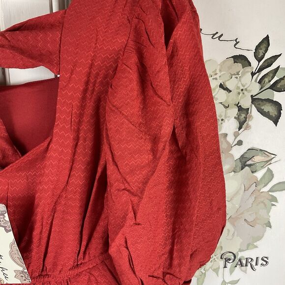 Band of the Free Josette Aurora Red Puff Sleeve Dress, Size XS NWT - Picture 12 of 16